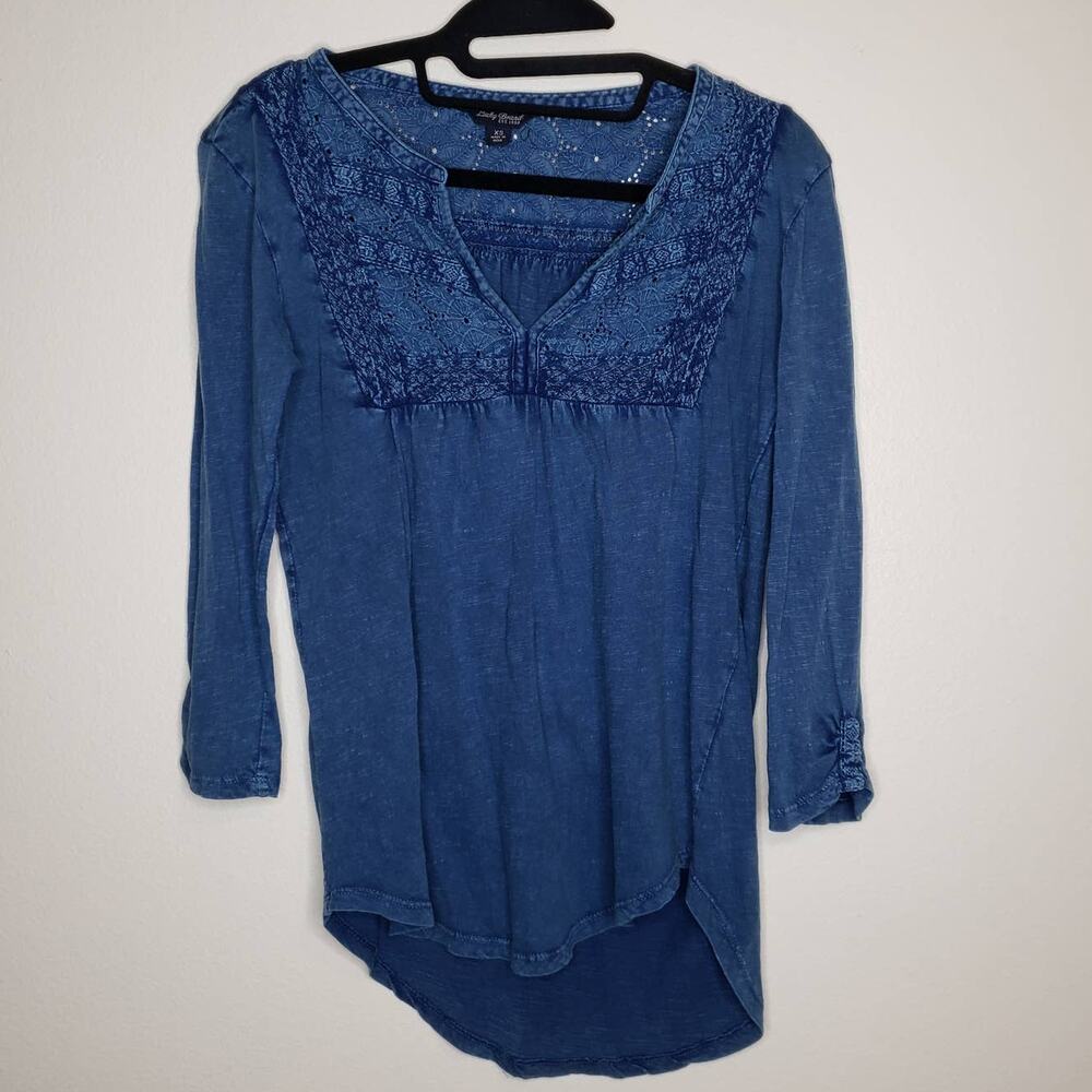 Lucky Brand| Blue Washed embroidered top